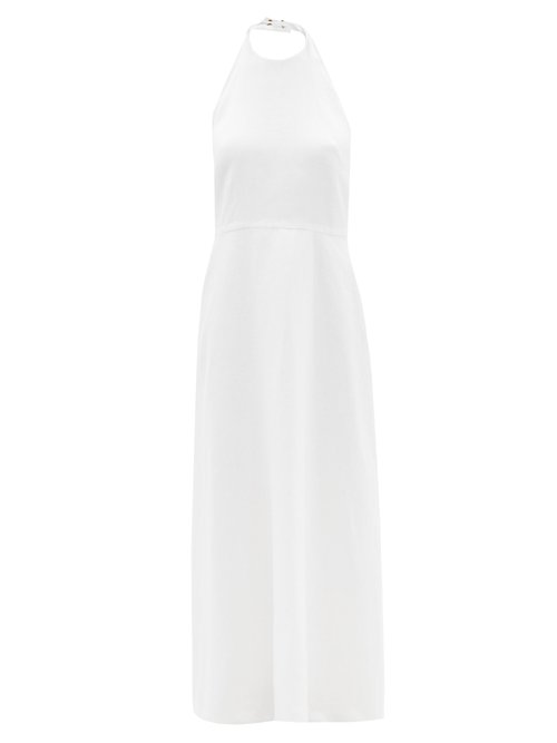 Albus Lumen - Halterneck Linen Maxi Dress White