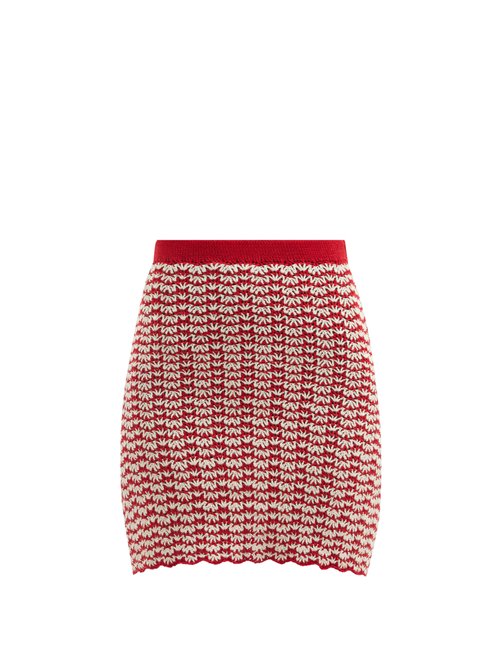 Escvdo - Ana High-rise Hand-crocheted Cotton Mini Skirt Red Beachwear