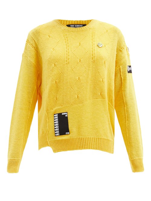 Raf Simons - Logo-patch Merino-wool Sweater Yellow