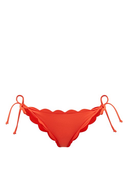 Marysia - Mott Scalloped-edge Tie-side Bikini Briefs Red Beachwear