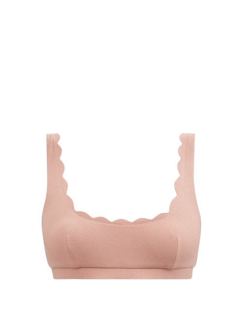 Marysia - Mini Palm Springs Scalloped-edge Bikini Top Pink Beachwear