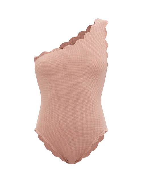 Marysia - Santa Barbara Scalloped One-shoulder Swimsuit Pink Beachwear