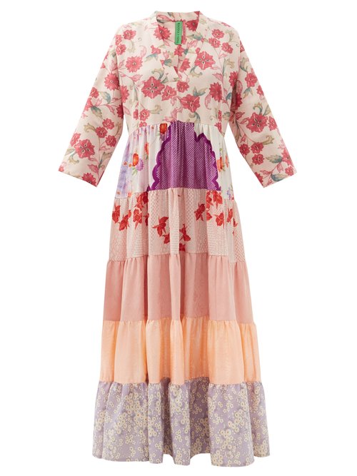 Rianna + Nina - Patchwork Vintage-silk Maxi Dress Multi