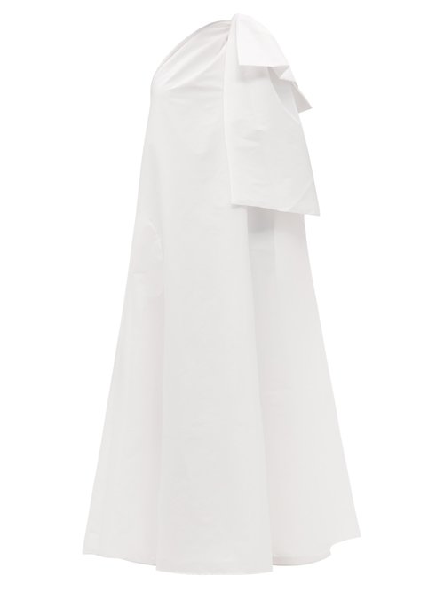 Bernadette - Winnie Bow One-shoulder Taffeta Maxi Dress Ivory