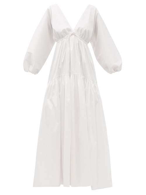 Bernadette - Marlow Tiered Satin Dress Ivory