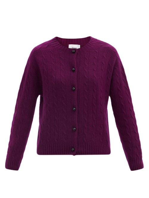Erdem - Jayelle Round-neck Cable-knit Cashmere Cardigan Burgundy