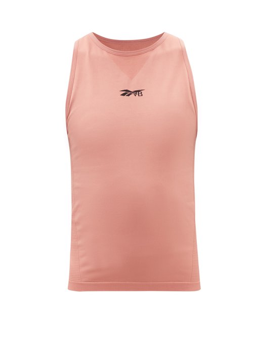 Reebok X Victoria Beckham - Logo-jacquard Stretch-jersey Tank Top Pink