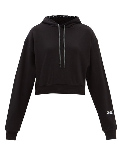 Reebok X Victoria Beckham - Cropped French Terry Hooded Sweatshirt Black