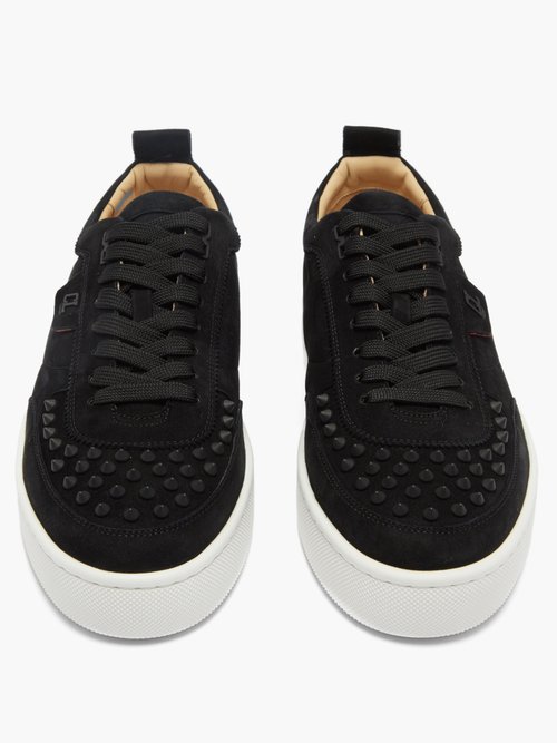 Christian Louboutin Happyrui Spikes Embellished Leather Trainers in Black  for Men