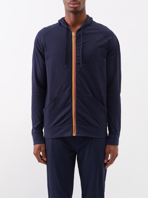 Paul Smith Stripe-zip Cotton-jersey Hooded Sweatshirt