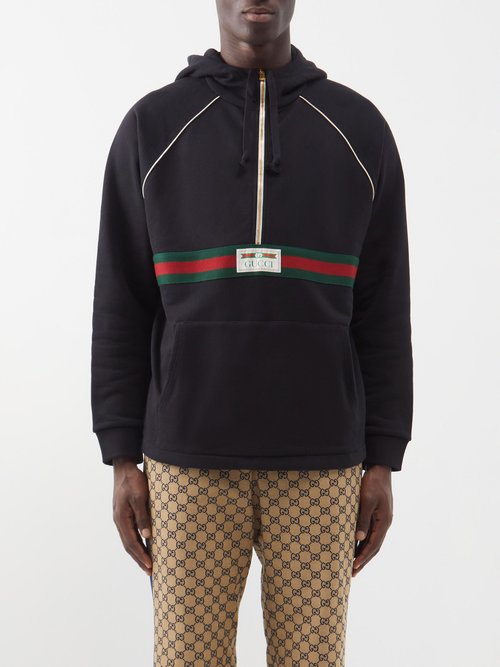 Web Stripe Cotton Jersey Jacket in Black - Gucci