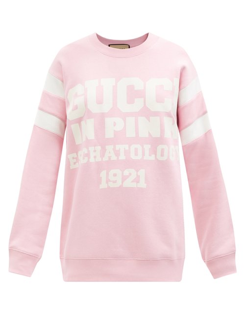 Gucci – Logo-print Cotton-jersey Sweatshirt Pink