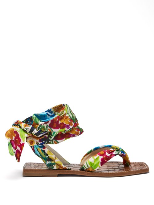 Christian Louboutin - Niloofar Floral-print Satin Wraparound Sandals