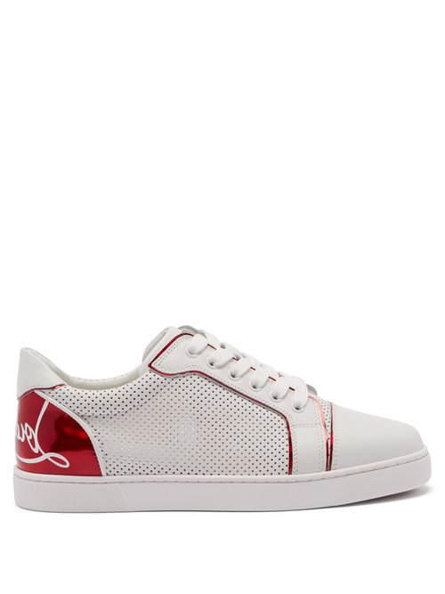 Buy Christian Louboutin - Fun Vieira Perforated Leather Trainers White online - shop best Christian Louboutin shoes sales