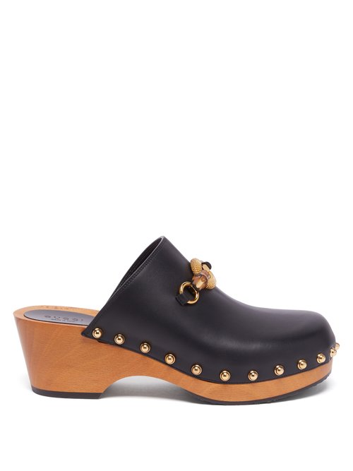 Gucci Bamboo-buckle Leather Clogs