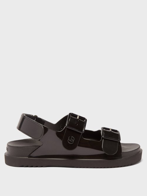 Gucci – GG Buckled Rubber Sandals Black
