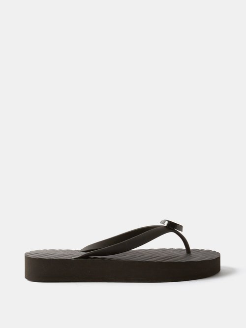 Gucci – Pascar Gg-plaque Rubber Sandals Black