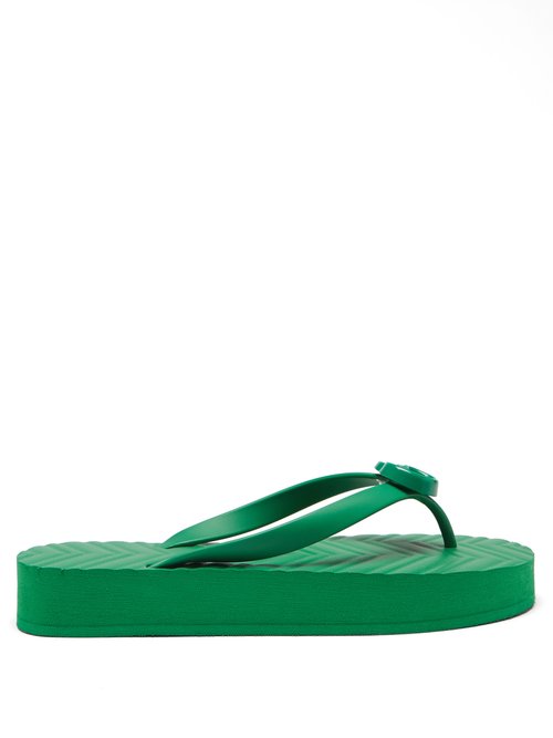 Gucci – Pascar Gg-plaque Rubber Flip Flops Green