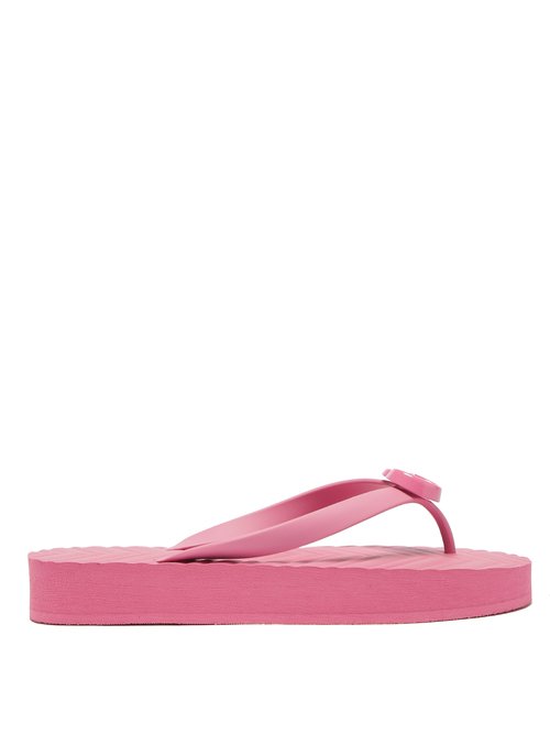 Gucci - Pascar Gg-plaque Rubber Sandals Pink