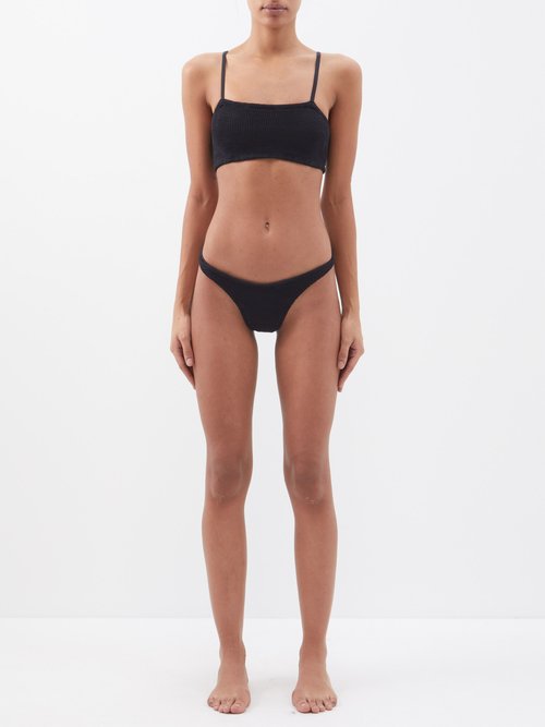 Hunza G – Gigi High-leg Crinkle-knit Bikini – Womens – Black