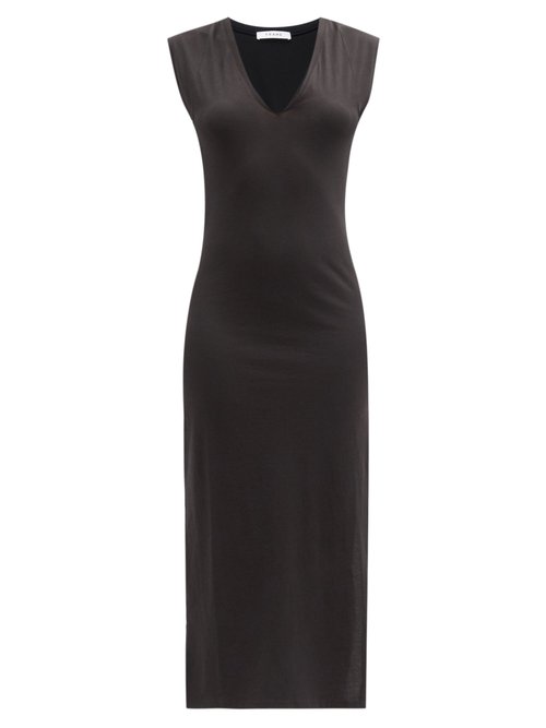 Frame - Le Muscle V-neck Organic-cotton Dress Black