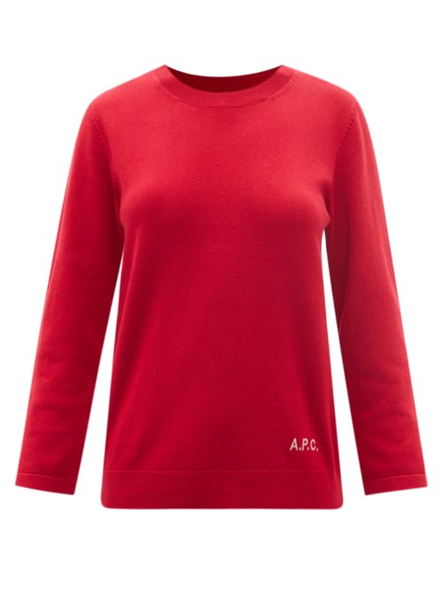 A.P.C. - Kourtney Logo-embroidered Cotton-blend Sweater Red