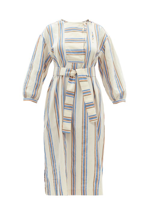 A.P.C. - Jynna Striped-poplin Midi Dress Cream Stripe