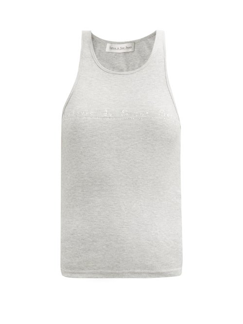Ludovic De Saint Sernin - Swarovski Crystal-logo Cotton-jersey Tank Top Grey