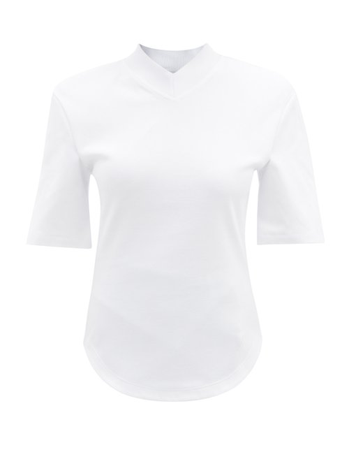 The Attico - Padded-shoulder Cotton-jersey T-shirt White