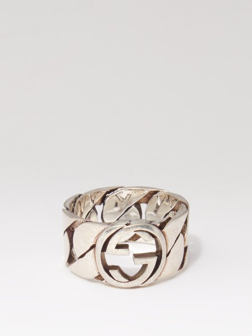 GG-logo Sterling-silver Chain Ring
