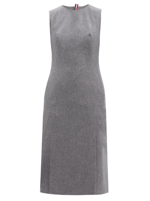 Thom Browne - Tricolor-trim Boiled Wool-blend Pencil Dress Grey