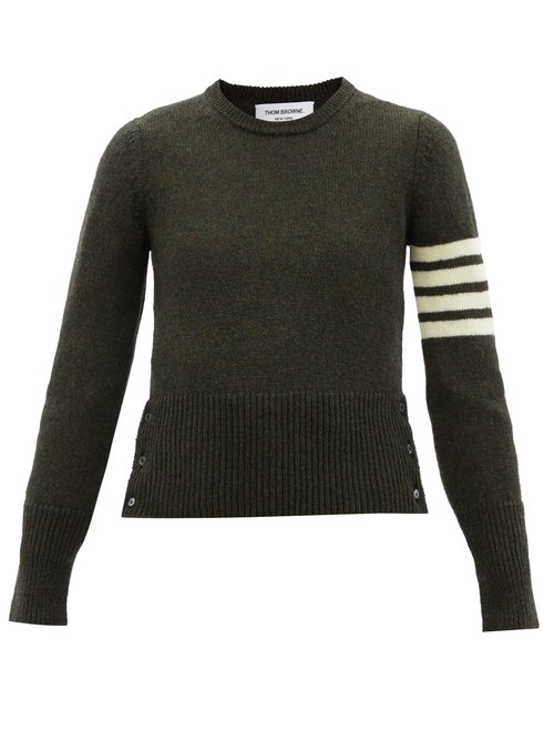 Thom Browne - Four-bar Intarsia Wool Sweater Khaki