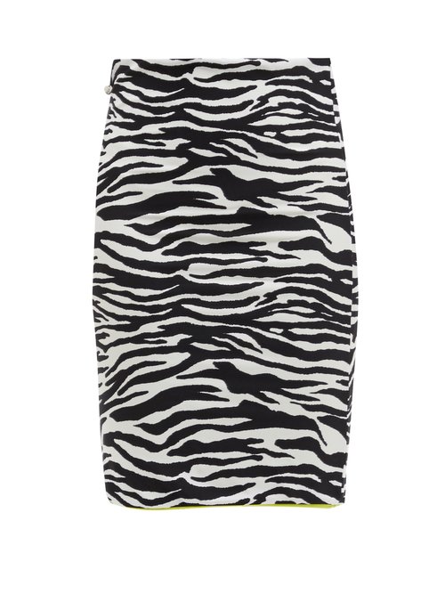 The Attico - Zebra-striped Jersey Mini Skirt White Black Beachwear