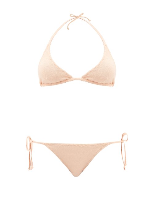 Lisa Marie Fernandez - Pamela Cotton-blend Terry Triangle Bikini Nude Beachwear