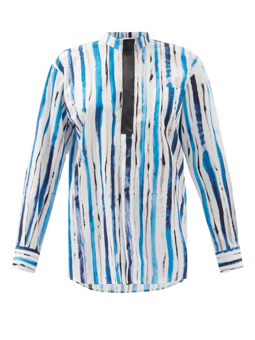Christopher Kane - Striped Cotton-poplin Shirt Blue White