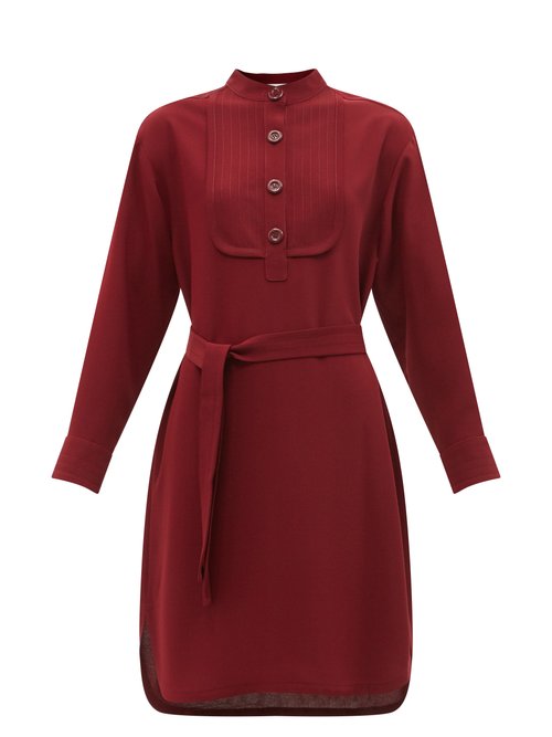 Buy See By Chloé - Topstitched-bib Crepe Midi Dress Burgundy online - shop best See By Chloé clothing sales