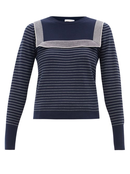 See By Chloé - Striped Organic Cotton Sweater Blue White
