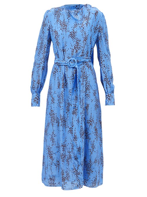 Erdem - Louvenia Ottoline-print Crepe Midi Dress Blue Multi