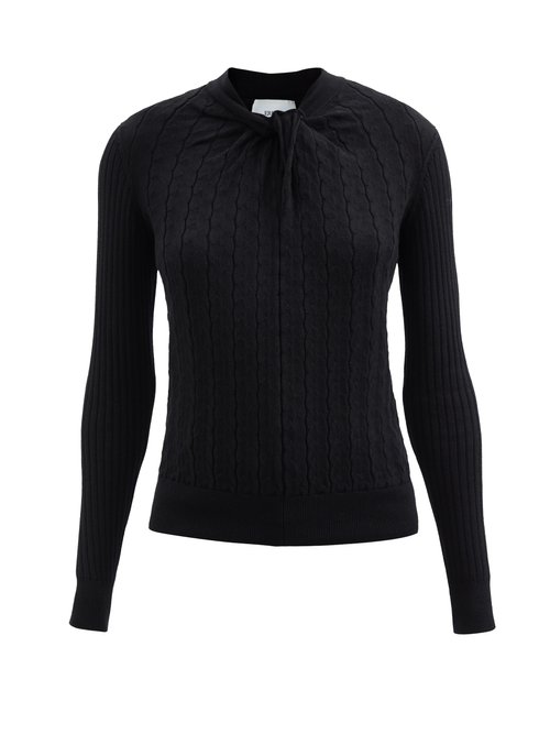 Erdem - Rae Twisted-neckline Cotton-blend Sweater Black