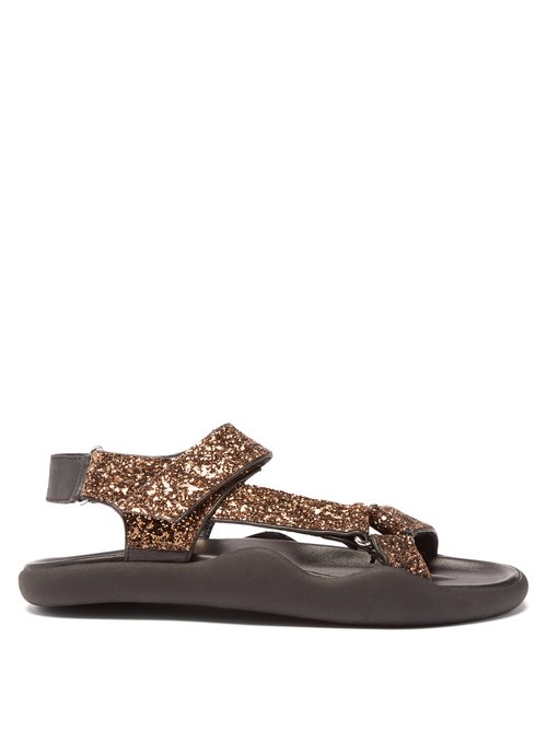 Christopher Kane - Glittered Moulded-sole Leather Sandals Brown