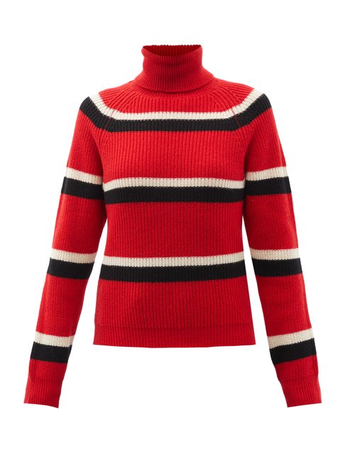 Marni - Roll-neck Striped Wool Sweater Red Multi