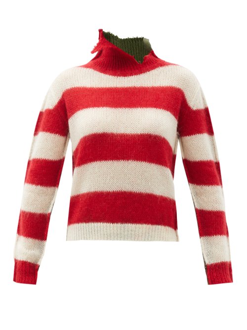 Marni - Bi-colour Striped Wool-blend Sweater Red