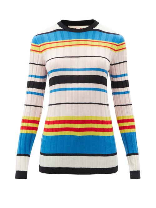 Marni - Striped Ribbed Wool Sweater Multi