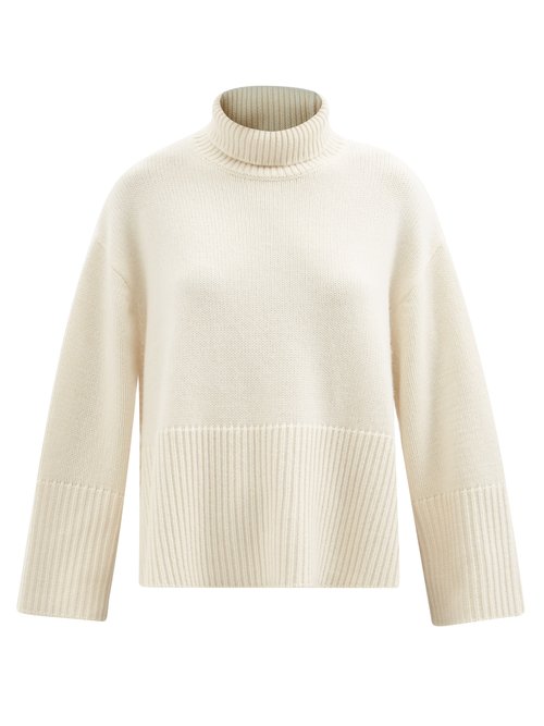 Totême - Ribbed Roll-neck Cashmere-blend Sweater Cream