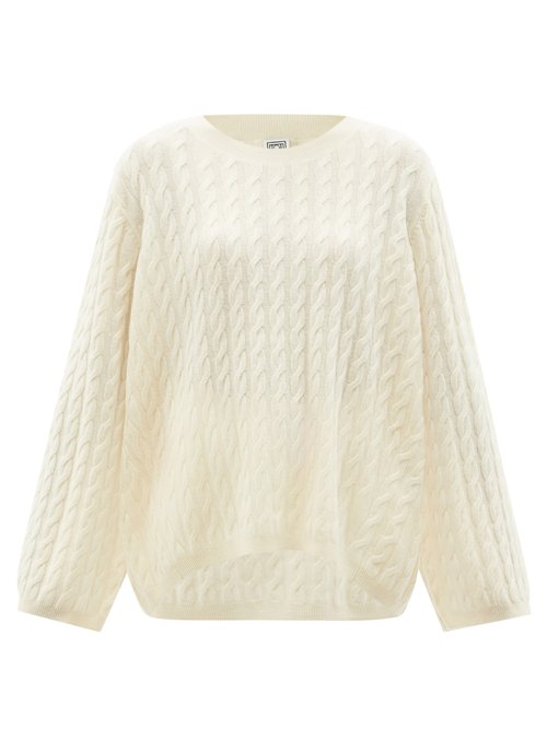 Totême - Oversized Cable-knit Cashmere Sweater Ivory