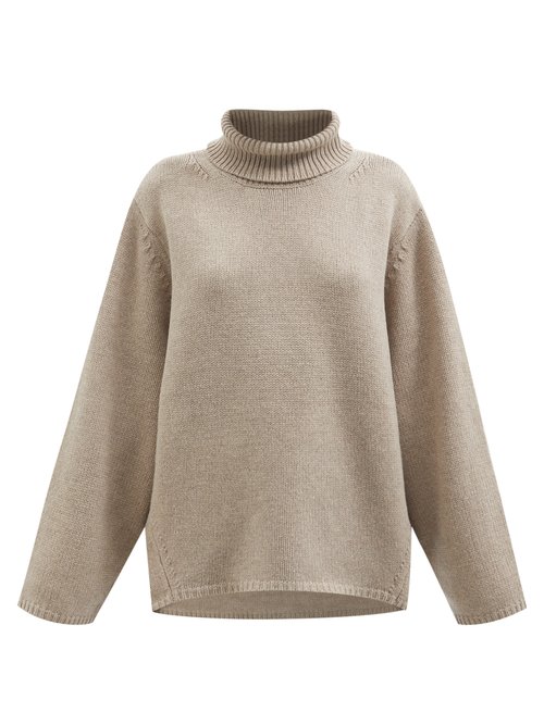 Totême - Roll-neck Wool-blend Sweater Beige