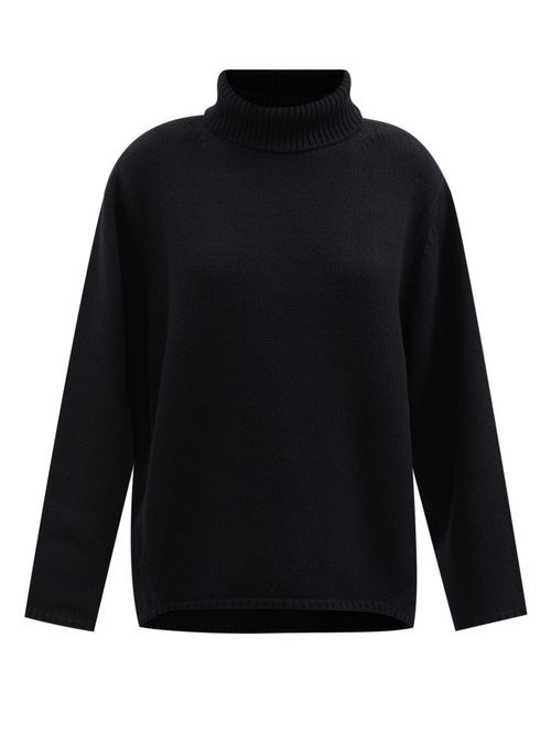 Totême - Roll-neck Wool-blend Sweater Black