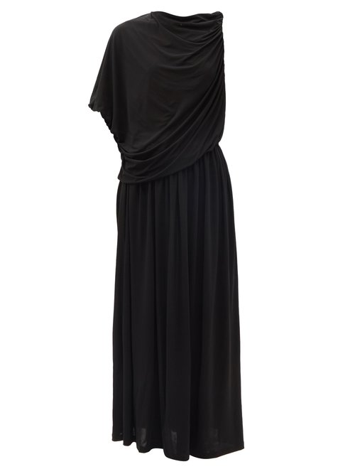 Totême - Asymmetric Jersey Maxi Dress Black