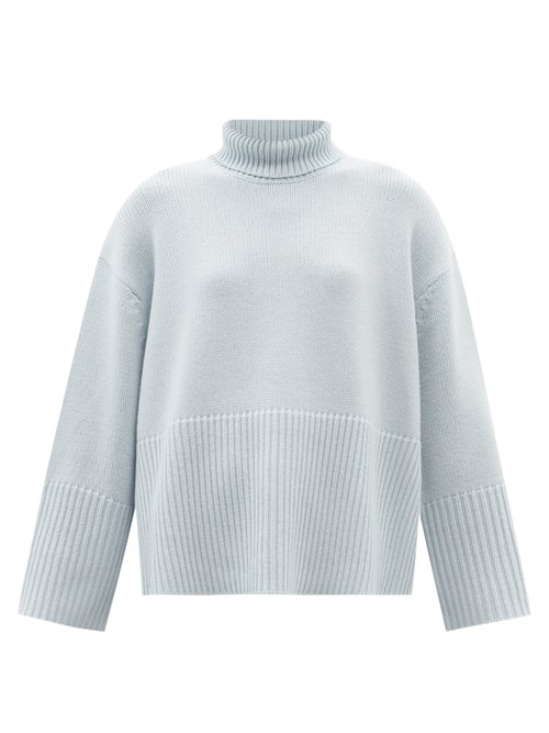 Totême - Roll-neck Cashmere-blend Sweater Light Blue