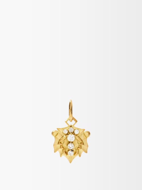Jade Trau Leo Diamond & 18kt Gold Zodiac Charm
